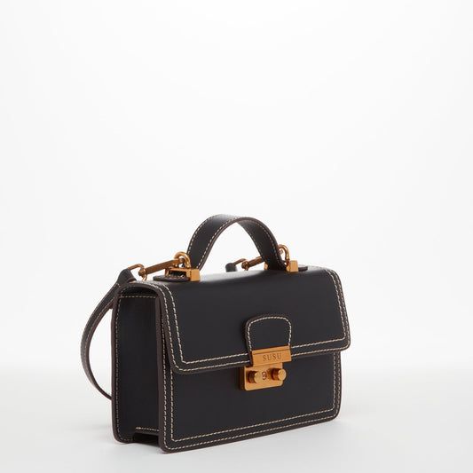 SUSU Black Purse Leather Small Crossbody Bag Cute Women's Handbag