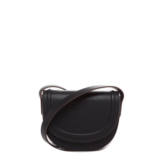 SUSU Leather Saddle Bag Black Crossbody Purse Women's Handbag
